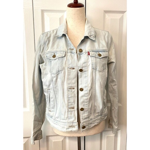 LEVI STRAUSS Women's M Denim Jacket Light Wash Blue Trucker Western Cowgirl Moto - Picture 4 of 11